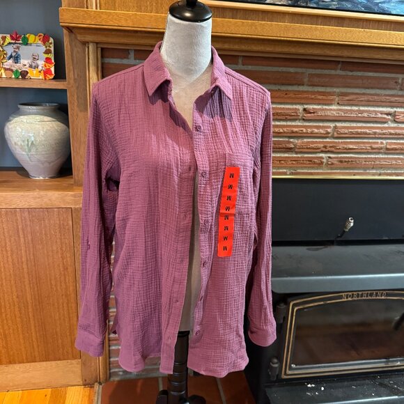 Anne Klein long sleeve plum blouse - Size: M - New with tags - Picture 1 of 7